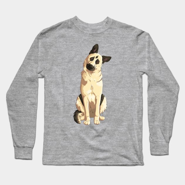 Cute cartoon German Shepherd Long Sleeve T-Shirt by Art by Angele G